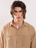 Load image into Gallery viewer, Beige Checked Holiday Shirt