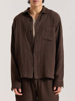 Load image into Gallery viewer, Dark Brown Gauze Holiday Shirt