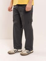 Load image into Gallery viewer, Grey Fit Twill Cargo Trousers
