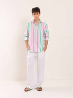 Load image into Gallery viewer, Multicolor Striped Linen Shirt