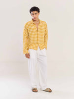 Load image into Gallery viewer, Yellow Checked Gauze Holiday Shirt