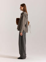 Load image into Gallery viewer, Brown Checkered Oversized Cropped Shirt