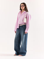 Load image into Gallery viewer, Pink & Blue Pinstriped Poplin Oversized Shirt