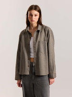 Load image into Gallery viewer, Brown Checkered Oversized Cropped Shirt