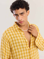 Load image into Gallery viewer, Yellow Checked Gauze Holiday Shirt