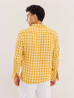 Load image into Gallery viewer, Yellow Checked Gauze Holiday Shirt