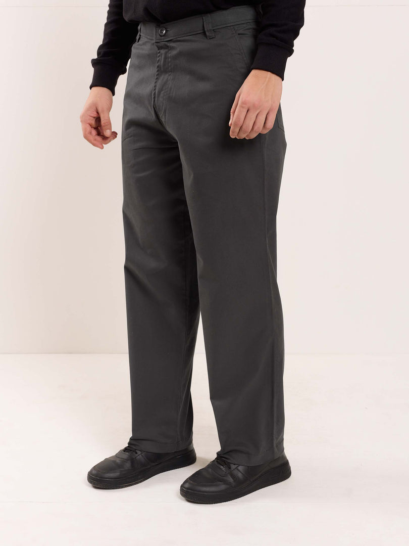 Grey Loose Fit Twill Trousers