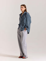 Load image into Gallery viewer, Teal Blue & Red Checkered Oversized Cropped Shirt