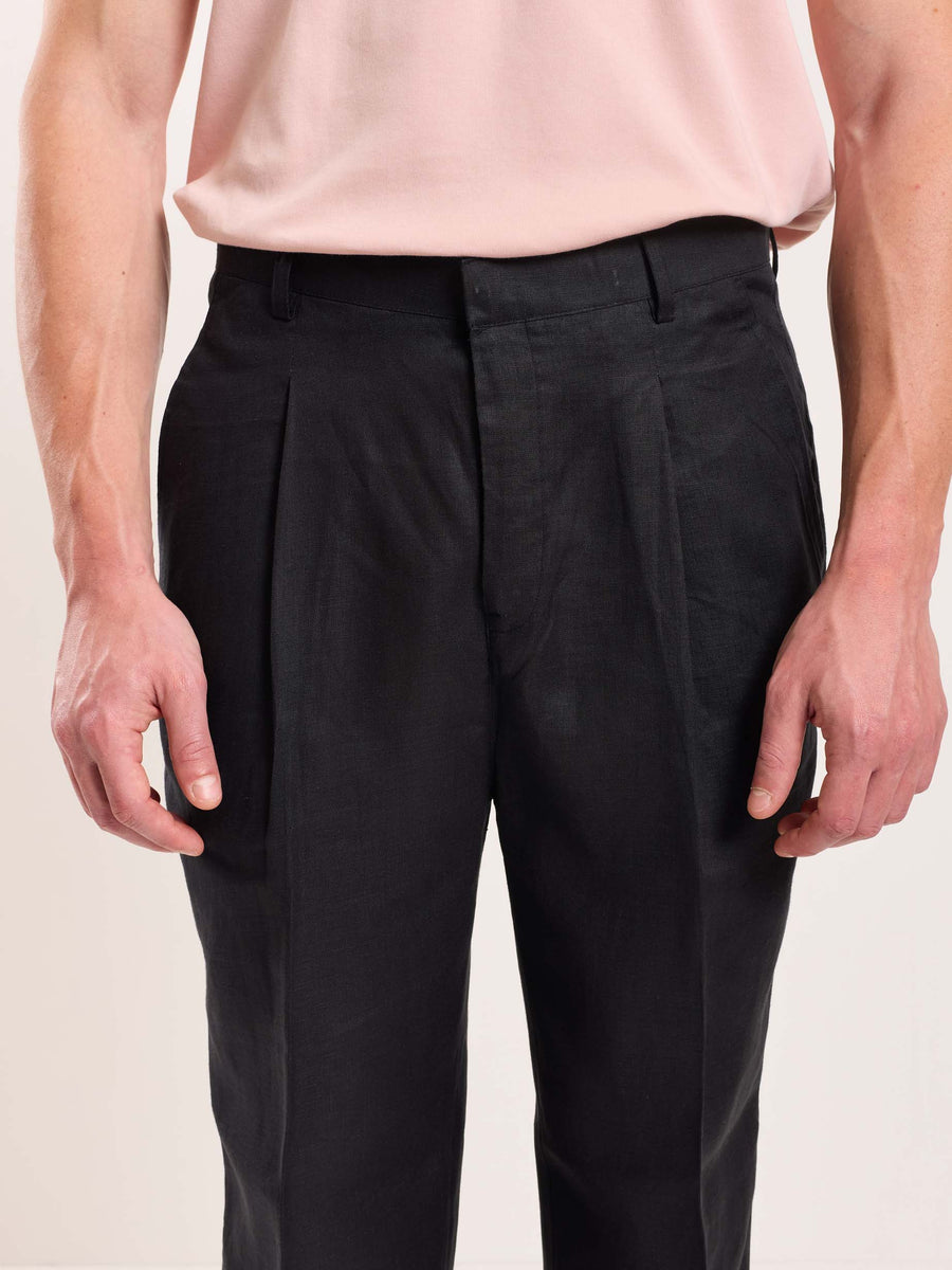 Maya Linen Trousers in Black