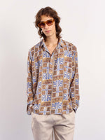Load image into Gallery viewer, Brown & Blue Geometrical Linen Pullover