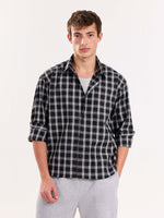 Load image into Gallery viewer, Black Checkered Poplin Cropped Shirt
