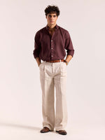 Load image into Gallery viewer, Wine Linen-blend Shirt