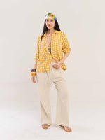 Load image into Gallery viewer, Yellow Checked Gauze Holiday Shirt
