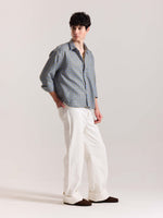 Load image into Gallery viewer, Light Blue Checkered Oversized Cropped Shirt