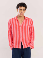 Load image into Gallery viewer, Red Striped Gauze Holiday Shirt