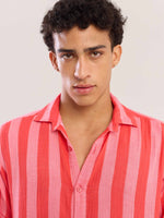 Load image into Gallery viewer, Red Striped Gauze Holiday Shirt