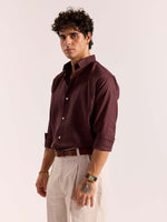 Load image into Gallery viewer, Wine Linen-blend Shirt