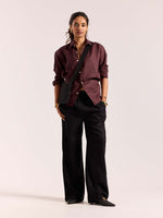 Load image into Gallery viewer, Wine Linen-blend Shirt