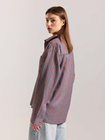 Load image into Gallery viewer, Burgundy & Blue Checkered Oversized Cropped Shirt