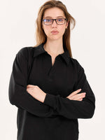 Load image into Gallery viewer, Black Terry Polo Tee