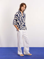 Load image into Gallery viewer, Navy & Cream Abstract Printed Pullover