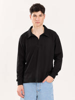 Load image into Gallery viewer, Black Terry Polo Tee
