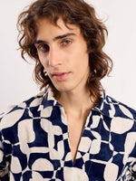 Load image into Gallery viewer, Navy & Cream Abstract Printed Pullover