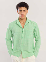 Load image into Gallery viewer, Green Gingham Seersucker Shirt