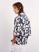 Load image into Gallery viewer, Navy & Cream Abstract Printed Pullover
