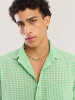 Load image into Gallery viewer, Green Gingham Seersucker Shirt
