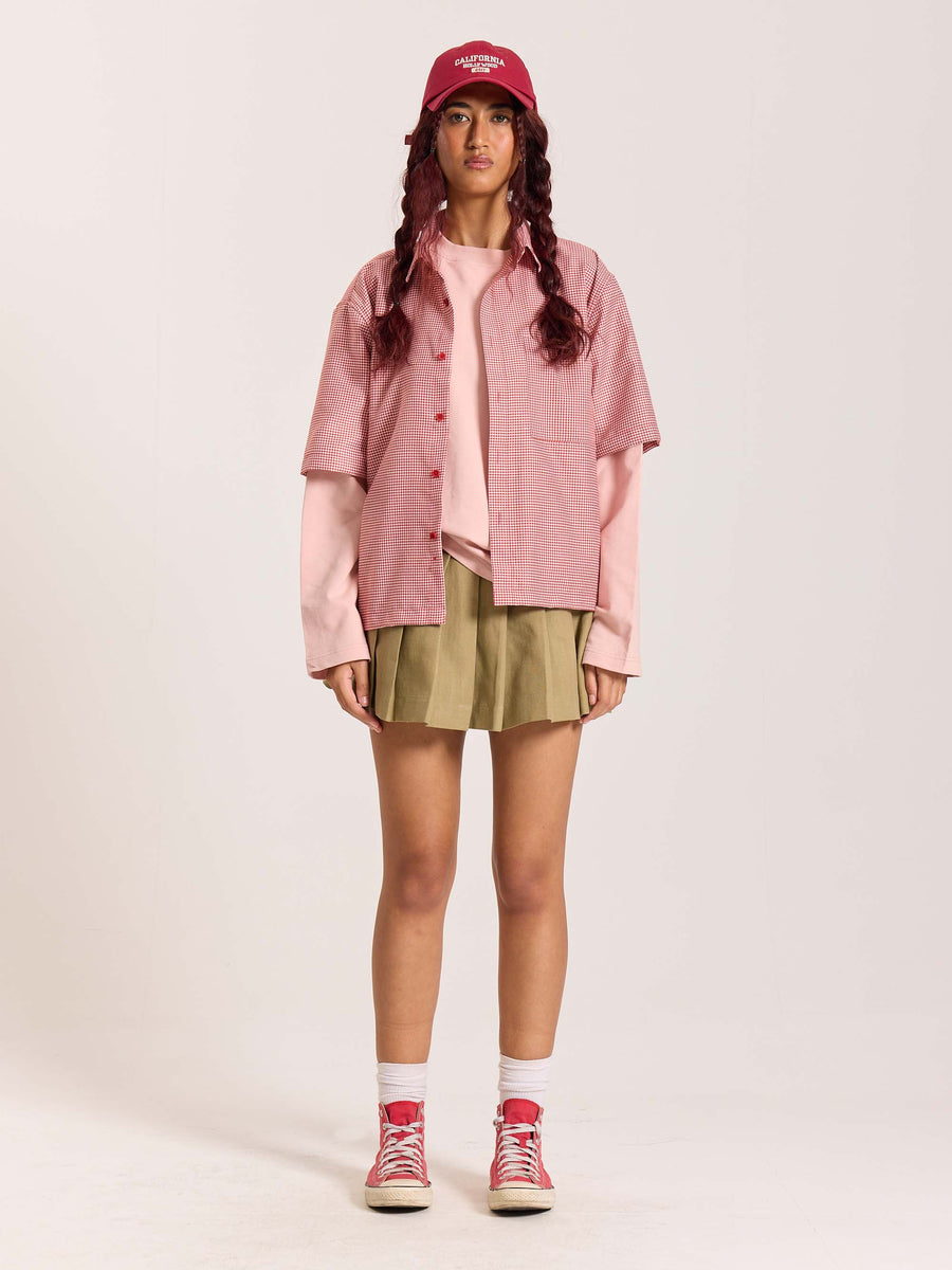 Buy Red Checkered Cropped Shirt Online at Best Price | 5Feet11