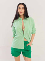 Load image into Gallery viewer, Green Gingham Seersucker Shirt