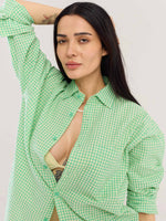Load image into Gallery viewer, Green Gingham Seersucker Shirt