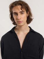 Load image into Gallery viewer, Black Gauze Holiday Shirt