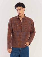 Load image into Gallery viewer, Brown Gingham Seersucker Shirt