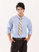 Load image into Gallery viewer, Baby Blue & Olive Striped Poplin Shirt