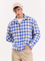 Load image into Gallery viewer, Blue Checkered Flannel Overshirt