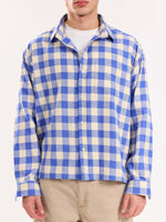 Load image into Gallery viewer, Blue Checkered Flannel Overshirt