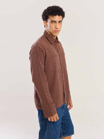 Load image into Gallery viewer, Brown Gingham Seersucker Shirt