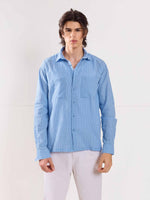 Load image into Gallery viewer, Blue Checked Holiday Shirt