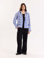 Load image into Gallery viewer, Blue Checkered Flannel Overshirt