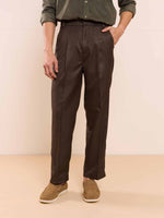 Load image into Gallery viewer, Brown Textured Baggy Fit Trousers