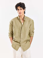 Load image into Gallery viewer, Pale Green Checked Irish Linen Shirt