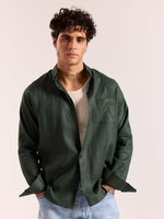 Load image into Gallery viewer, Dark Green 60s Lea Linen Shirt