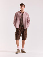 Load image into Gallery viewer, Brown & Pink Seersucker Oversized Cropped Shirt