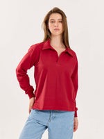 Load image into Gallery viewer, Red Terry Polo Tee