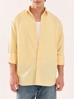 Load image into Gallery viewer, Butter Yellow Striped Poplin Shirt