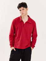 Load image into Gallery viewer, Red Terry Polo Tee