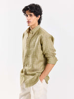Load image into Gallery viewer, Pale Green Checked Irish Linen Shirt