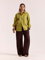 Load image into Gallery viewer, Lime Green 60s Lea Linen Shirt